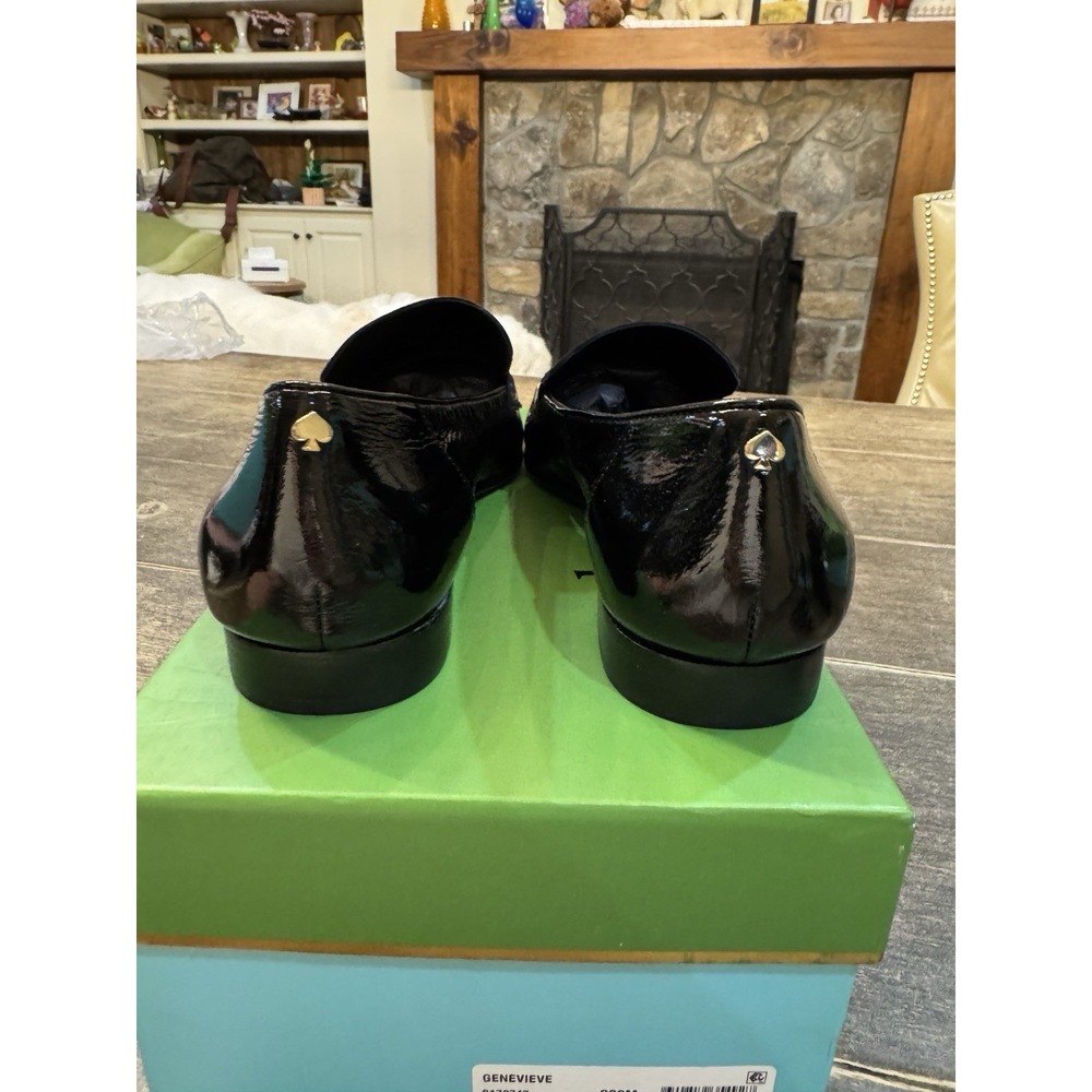 Kate Spade New‎ York BLACK CRINKLE PATENT Women's Genevieve Loafer Size 8 - Picture 7 of 12